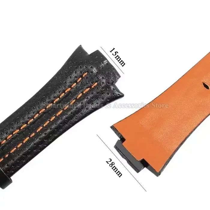 Bracelet de montre en cuir 15x27mm pour Seiko SNL029P2 021P1 SNA595P2 SNL017P1