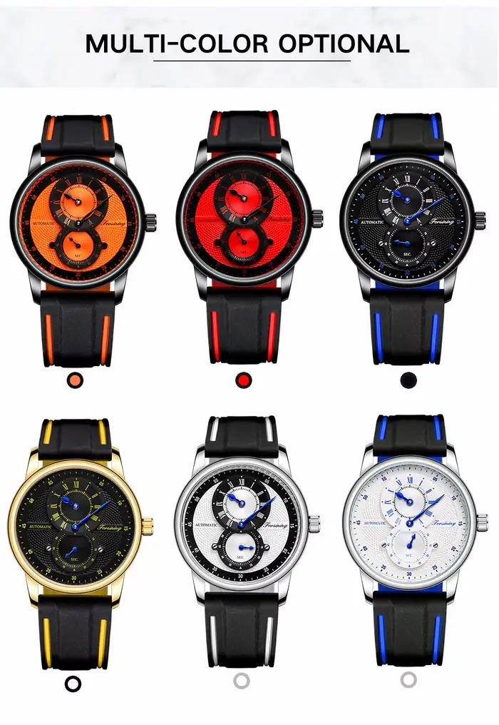 Montre mécanique à double anneau pour hommes et femmes