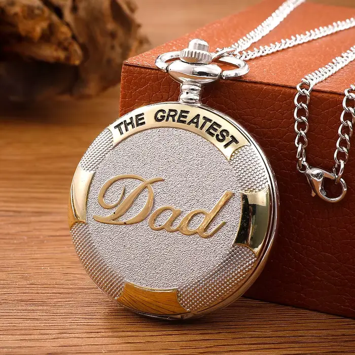 THE GREATEST DAD-Montre de Poche à Quartz, Vintage, Argent localité, Luxe, Fob, JONecklace, Hommes, 
