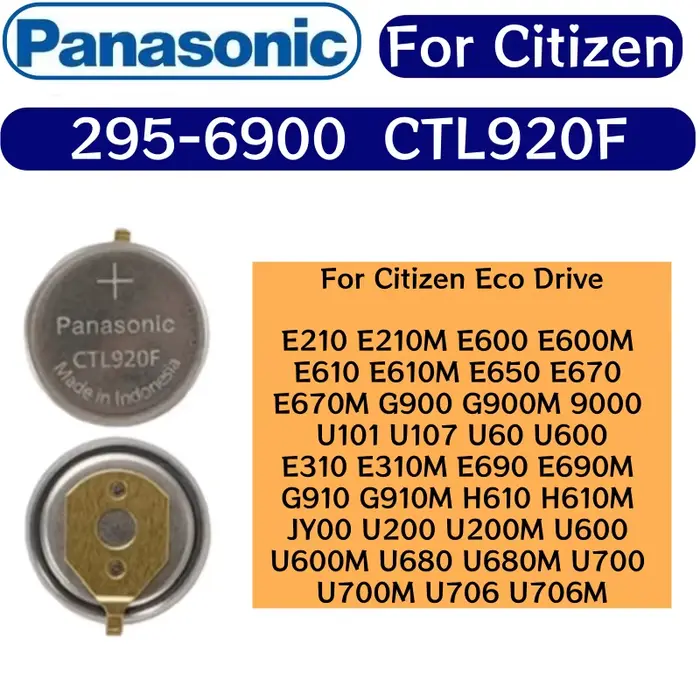 Batterie rechargeable d'origine Panasonic CTL920F 295-6900 CTL920 295-69 295 6900 pour montre Eco Drive Citizen E210 E600