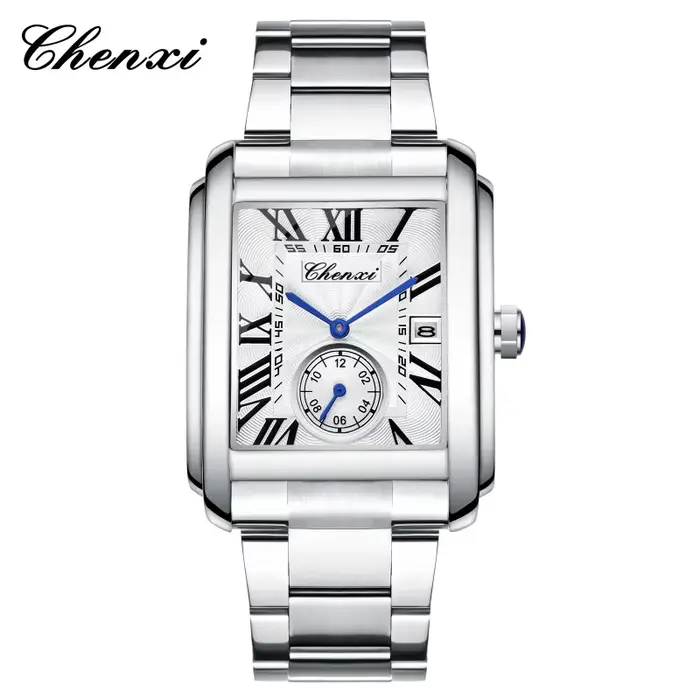 CHENXI 8216 montres à Quartz mode Simple affaires Simple argenté bracelet en acier inoxydable montre