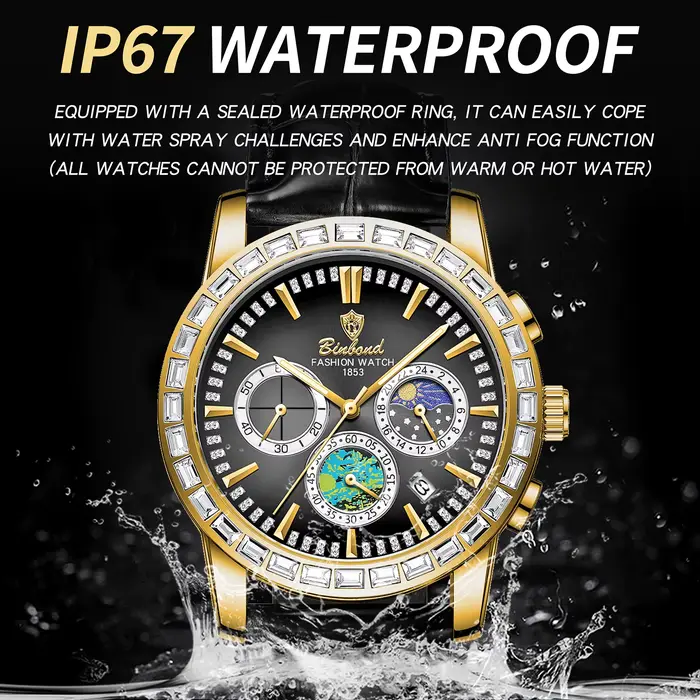 Montres à quartz chronographe BINBOND pour hommes