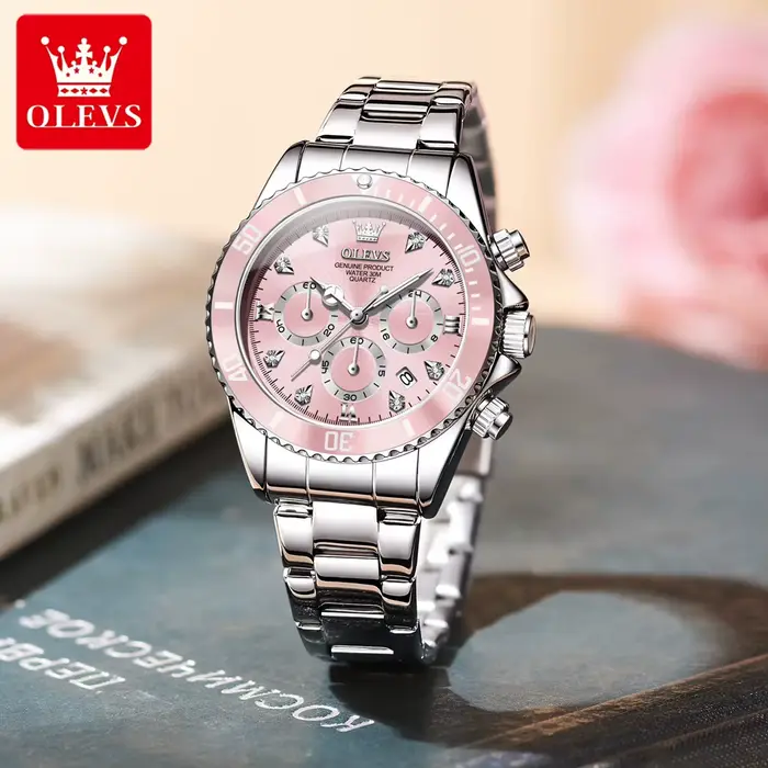 OLEVS chaud Original femmes montres élégant luxe montre à Quartz Zircon échelle étanche lumineux automatique Date dames