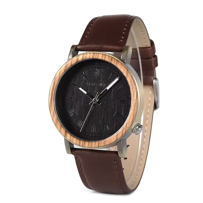 Montres en bois de luxe pour hommes, faites à la main, montre en bois, mouvement à quartz analogique