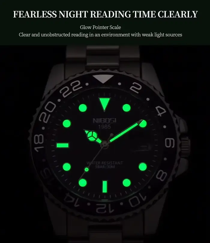 NIBOSI montre en acier inoxydable