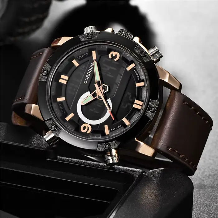 Istro DDEN-Montres chronographes en cuir pour hommes