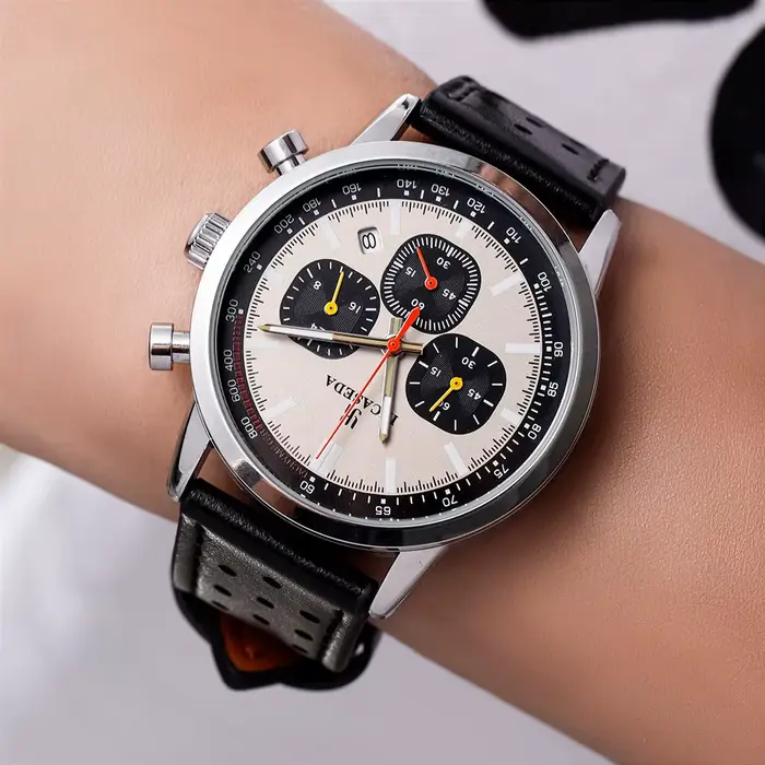 Montre homme STARPERISH à quartz multifonctionnelle avec design créatif et bracelet en cuir pour homme style mode et décontracté pour diverses occasions