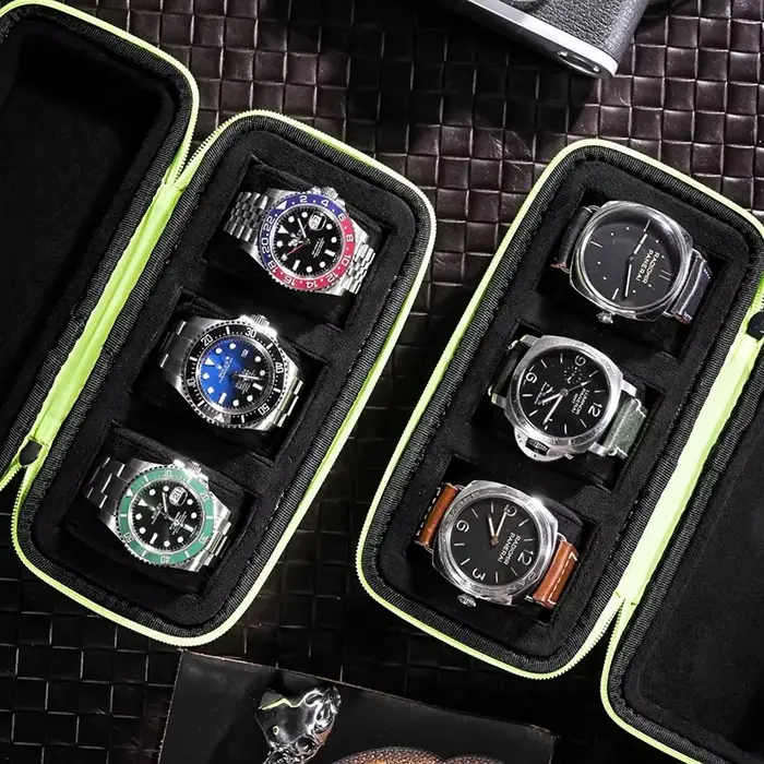 Montres touristiques de luxe, sac à roulettes de montre à 3 fentes, étui de montre Portable de voyage pour hommes, organisateur pour hommes, sac de rangement de bracelets de bijoux
