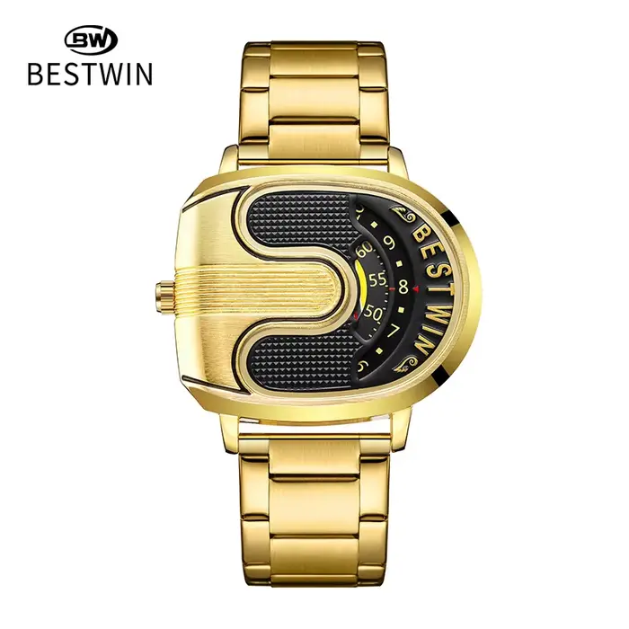Montres de luxe pour hommes, marque supérieure en or, Design Unique, bracelet en acier inoxydable, l