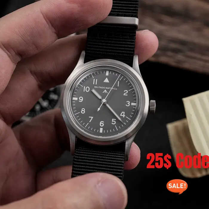 Militado ML14 V2 montre VH31 balayage deuxième mouvement à Quartz saphir miroir AR revêtement veilleuse 100m
