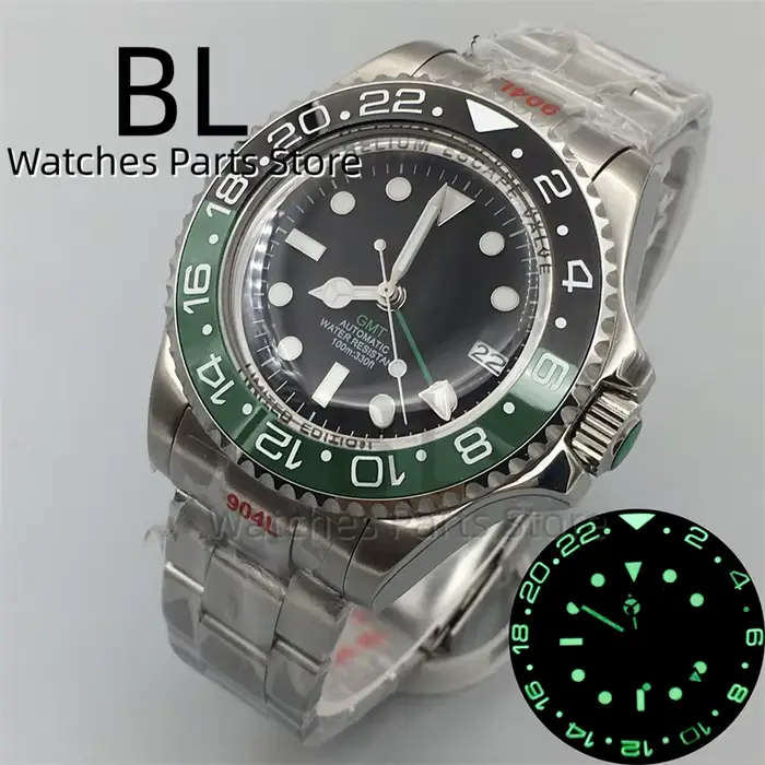 BLIGER 43mm GMT montre pour hommes montres mécaniques automatiques