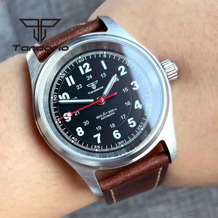 Tandorio 36mm mode 20BAR montre pilote de plongée automatique pour hommes dames NH35/PT5000/Miyota8215 Movt saphir montre-bracelet vert Lume
