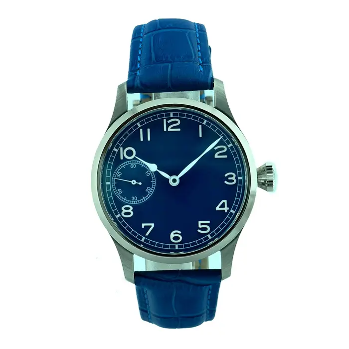 Montre pilote Corgeut 42 mm pour homme, mécanique à remontage manuel ST3600, saphir, bracelet en cuir