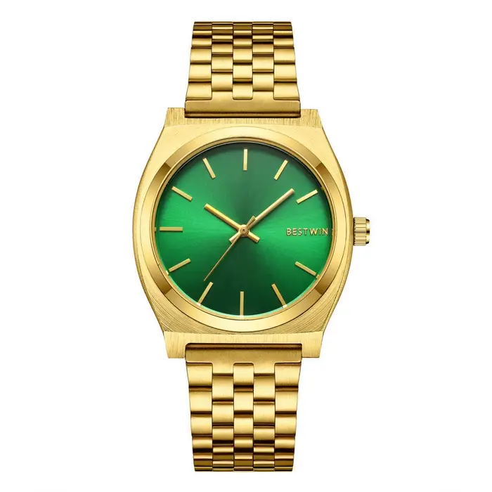 Montre de Luxe à Grand Cadran Vert Élégante Bracelet en Acier Quartz Étanche Occasions Spéciales Cadeau