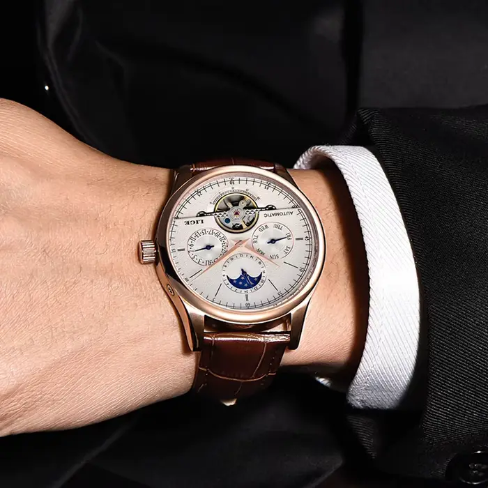 LIGE marque rétro mécanique montre-bracelet Tourbillon montre automatique Sport horloge en cuir décontracté affaires hommes montres Relojes Hombre