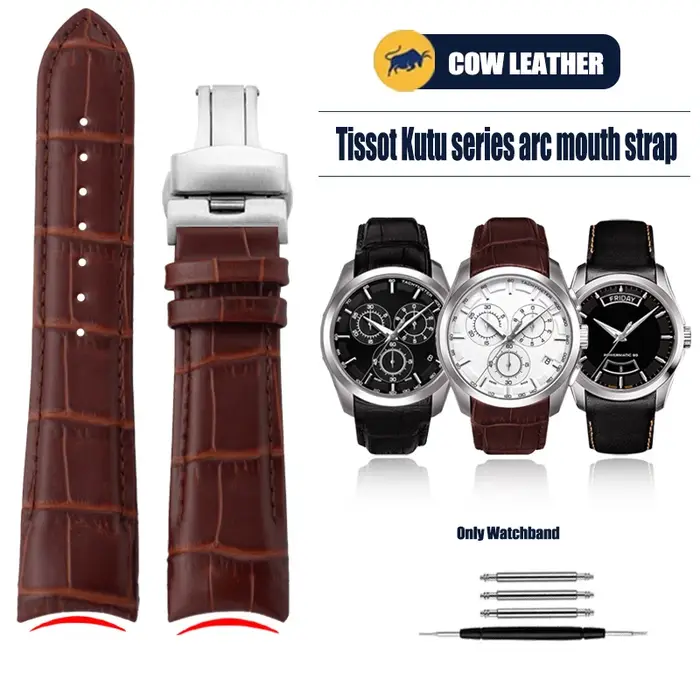 Bracelet de montre en cuir véritable pour homme