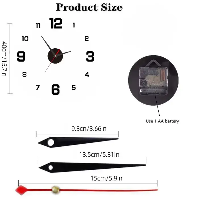 Nouvelle Horloge Murale Moderne Grande 3D DIY Horloges à Quartz Montres Tendance Autocollants Miroir Acrylique
