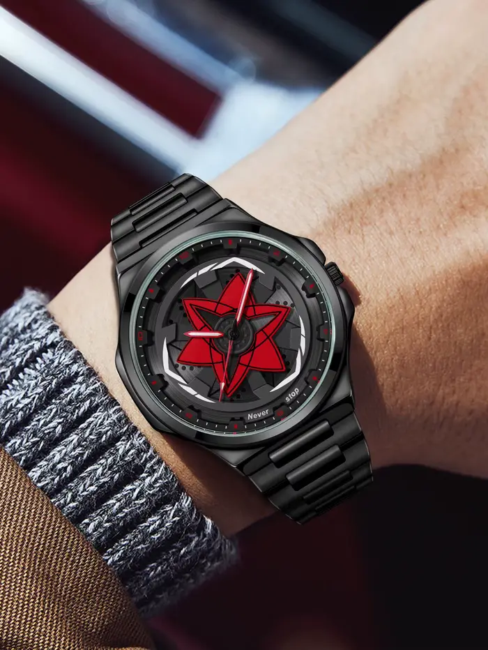 Montre à bracelet en acier pour hommes – Style Cool noir