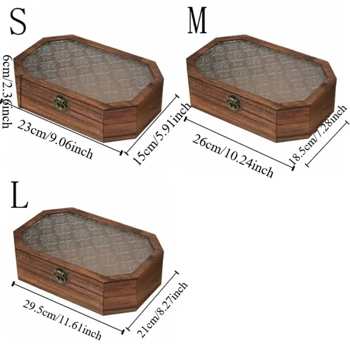 Boîte de rangement en bois à couvercle rabattable