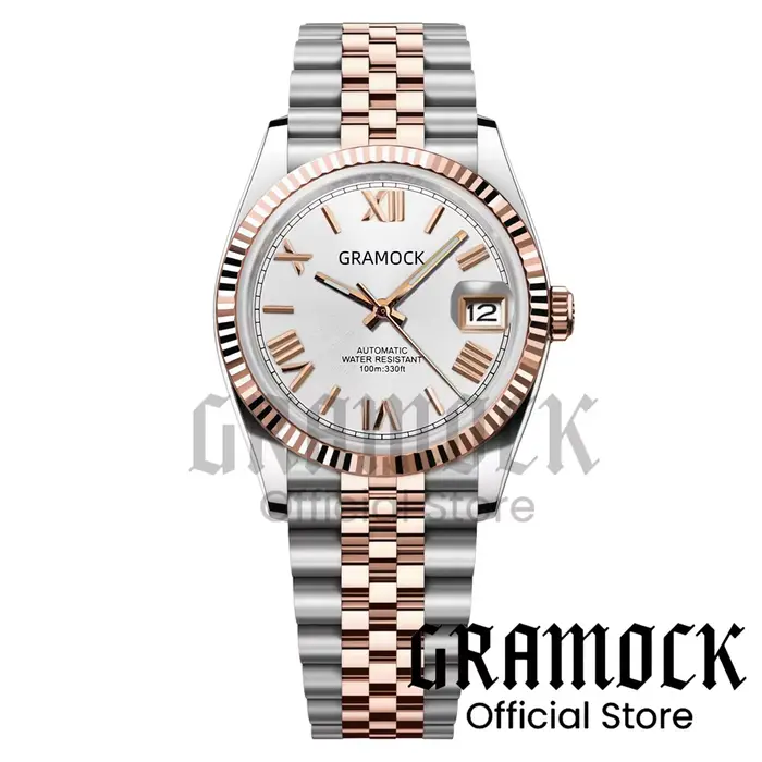 Gramock – montre de luxe bicolore en or Rose pour hommes
