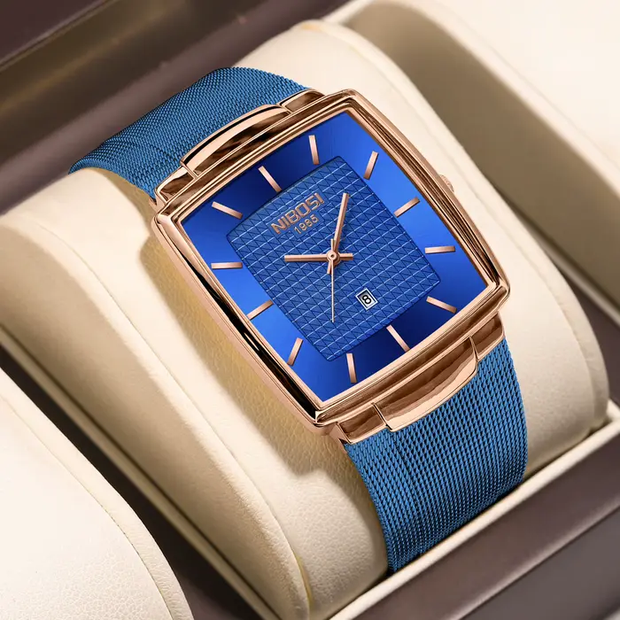 Montre-bracelet à quartz carrée étanche pour homme