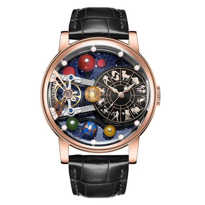 Montre automatique Hanboro édition limitée avec cadran des 12 constellations pour homme occasions spéciales élégantes
