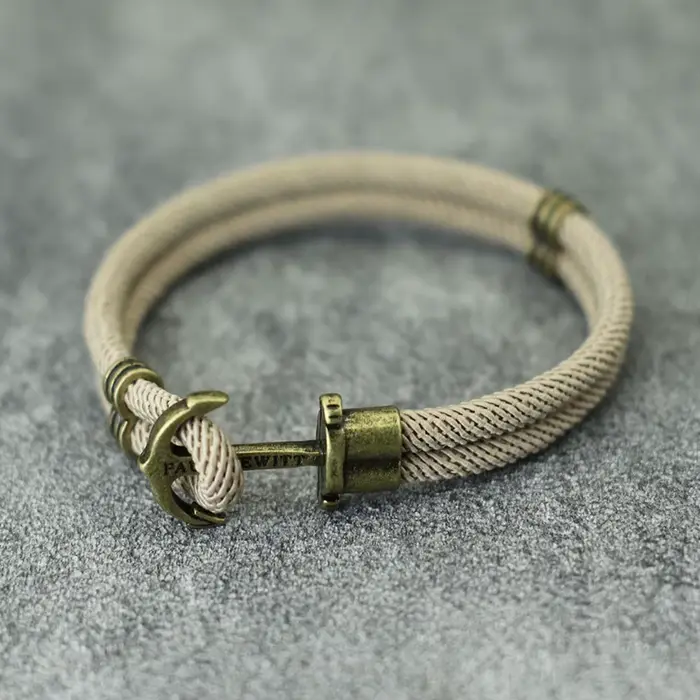 Bracelet Ancre Nautique pour Hommes Corde en Coton et Alliage de Zinc Décontracté Sportif Occasions Spéciales Pratique à Porter