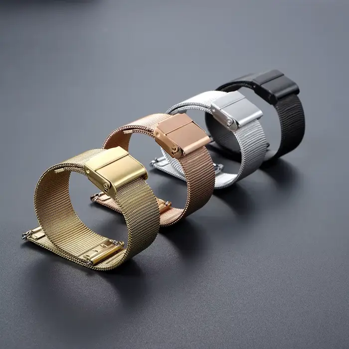 Bracelet Milanese à dégagement rapide 18mm 20mm 22mm pour montre noir or argent acier inoxydable double sécurité pour homme femme occasions spéciales