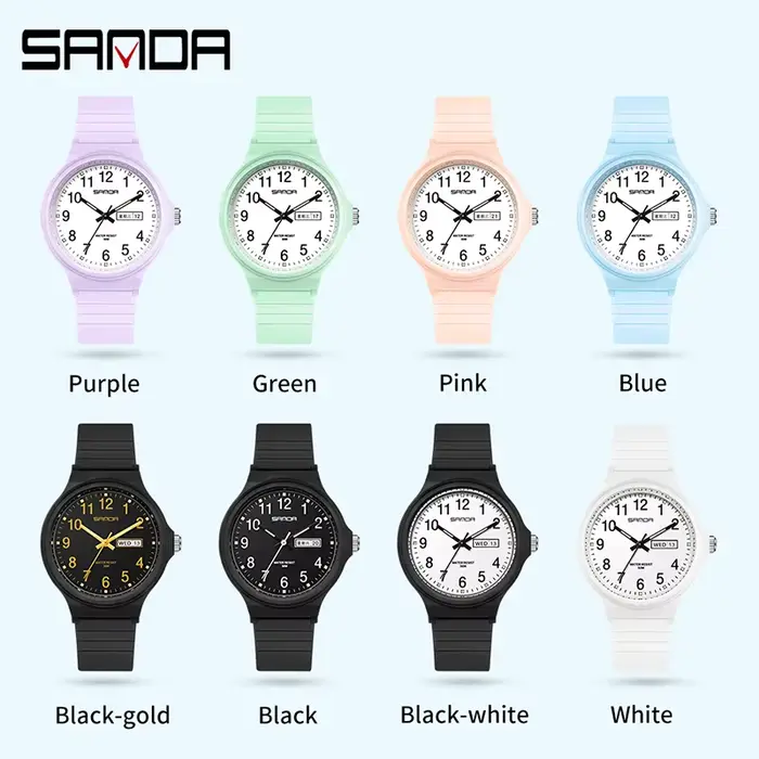 Mode Sanda Top marque Calenda montre à Quartz minimalisme Style dames montre-bracelet Simple noir blanc étanche