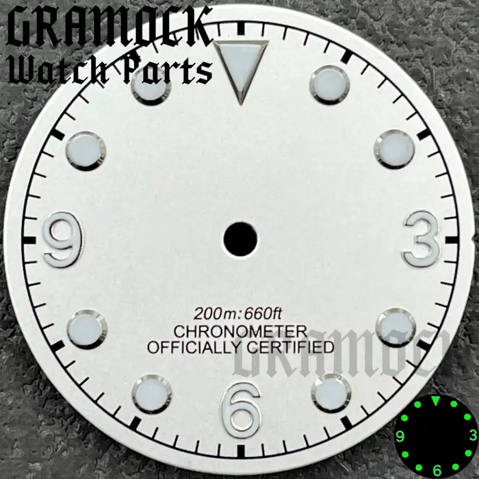 Gramock – cadran de montre bleu/marron/noir/blanc, 29mm, avec luminescence verte, adapté au mouvement automatique NH35/ETA PT5000/Miyota Mingzhu