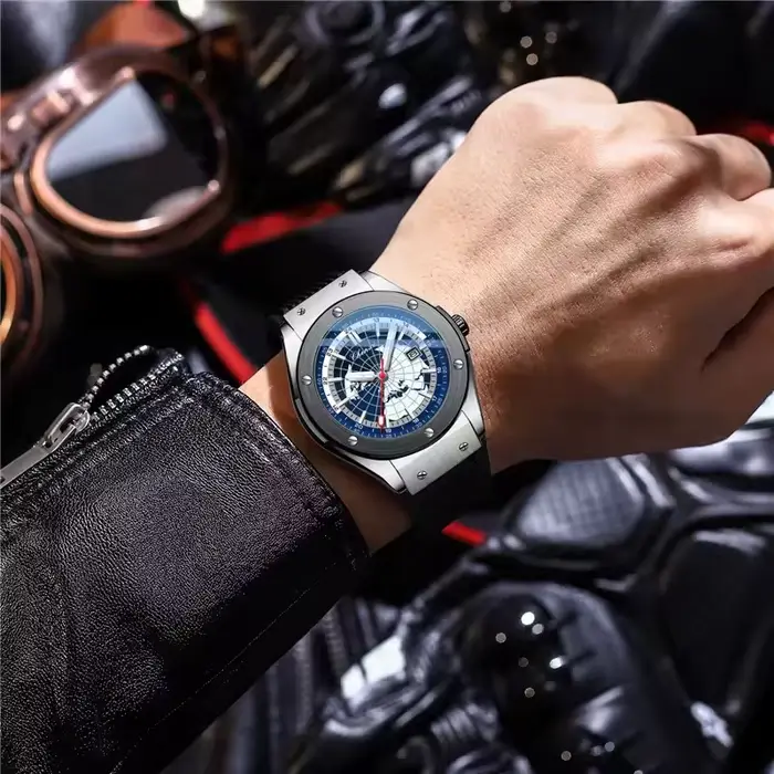 CHENXI 82442 montre à Quartz pour hommes mode Unique Sport horloge carte du monde militaire étanche montre-bracelet pour homme cadeau