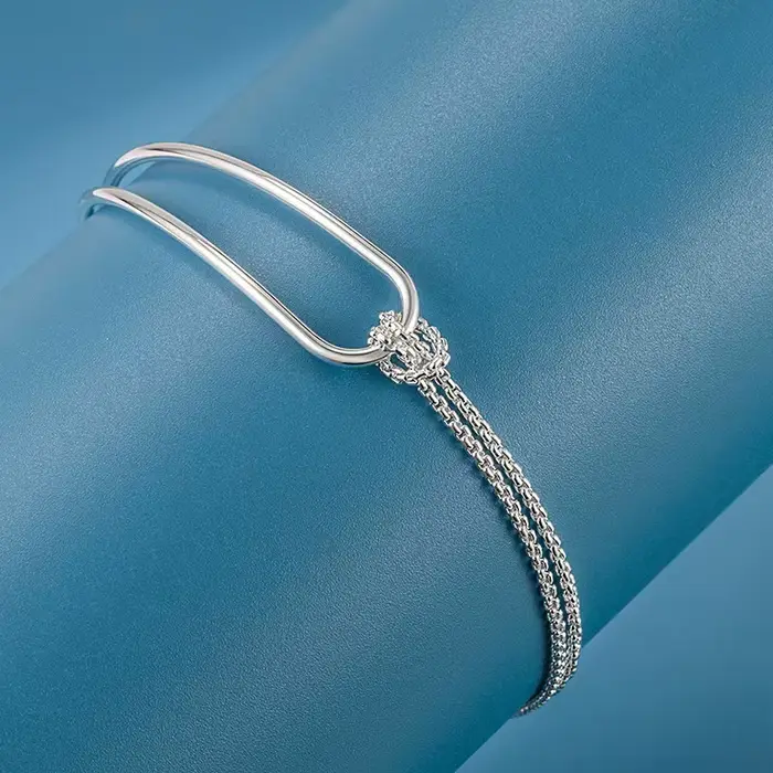 Bracelet Double couche en argent Sterling 925 pour femmes et filles