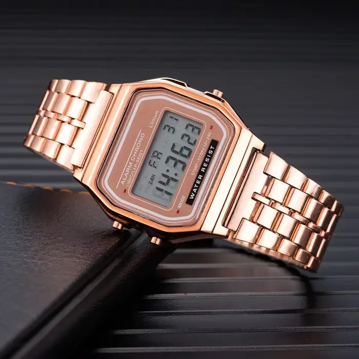 Montre RUNERR Style Harajuku Multifonctionnelle Digitale Argent Or Rose Noir Occasions Spéciales Femme
