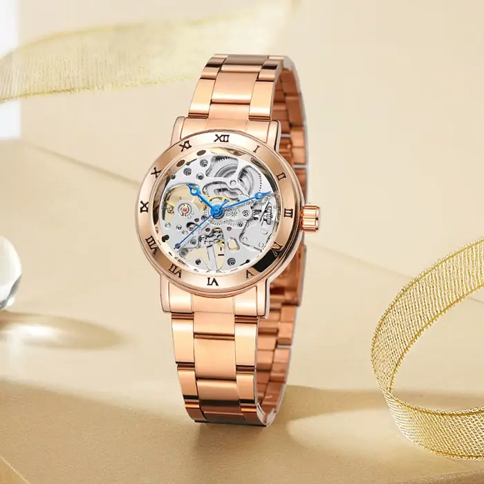 Montre Femme Luxe Haut de Gamme Originale WINNER 2026 – Squelette Mécanique en Acier Inoxydable