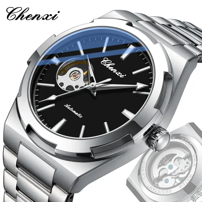 Montres-bracelets mécaniques en acier inoxydable pour hommes