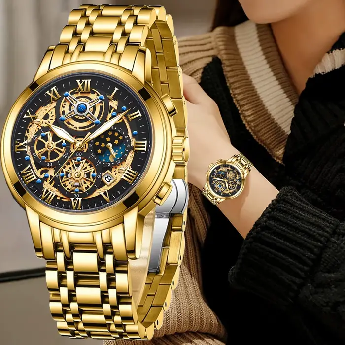 LIGE 2024 nouvelle mode or femmes montre haut de gamme de luxe étanche montres