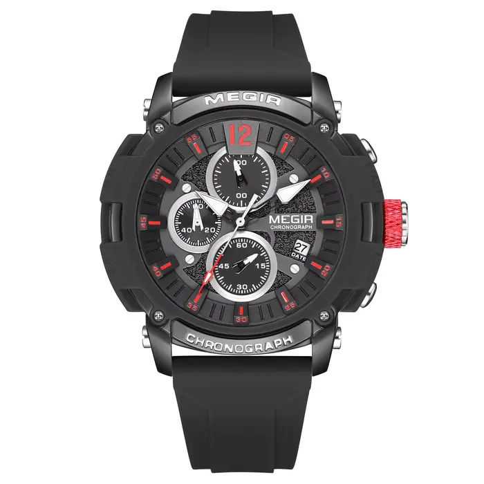 Montre chronographe analogique à quartz Megir 2208 avec date