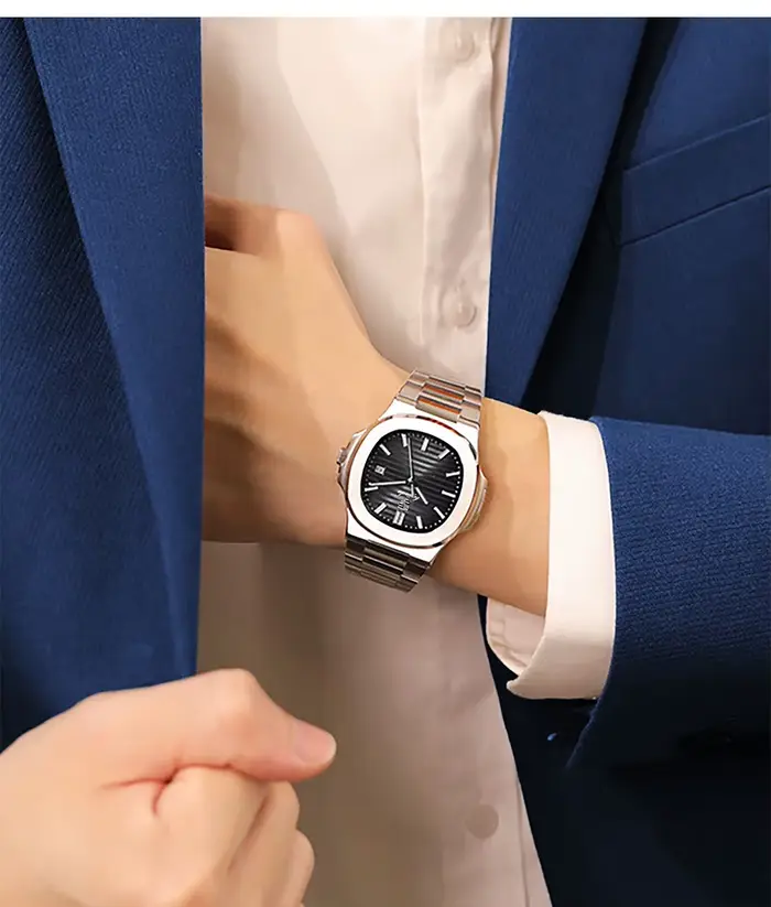 Montres à quartz carrées de luxe pour hommes