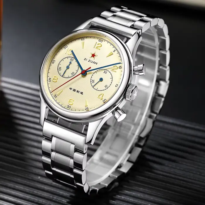 Montre SEAKOSS Chronographe 1963 Mécanique Manuelle Acier Inoxydable Pour Homme Occasions Spéciales Résistante à l'Eau