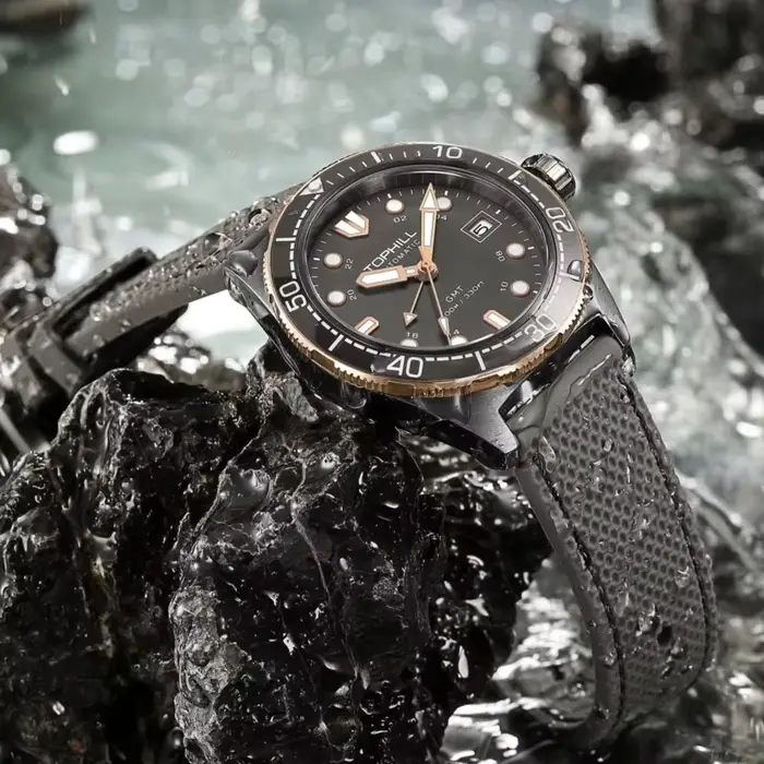 Montre automatique Tophill TD011G avec lunette en céramique résistante à l'eau 100m pour hommes styles sportifs et élégants ocassions diverses