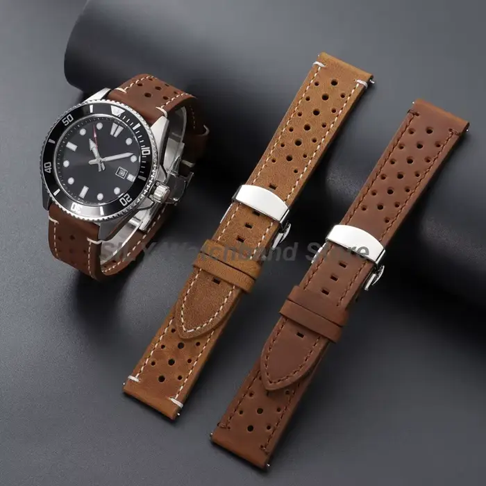 Bracelet de montre en cuir fait main vintage 18/19/20/21/22/24mm à libération rapide