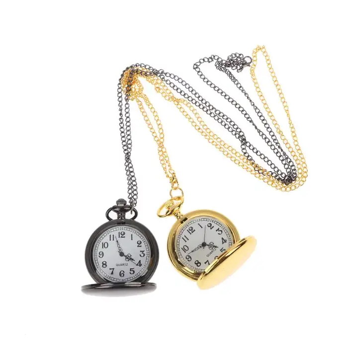 Montre de poche rétro classique avec cadran numérique simple chaîne à suspendre et couvercle rabattable pour femmes et hommes occasions spéciales