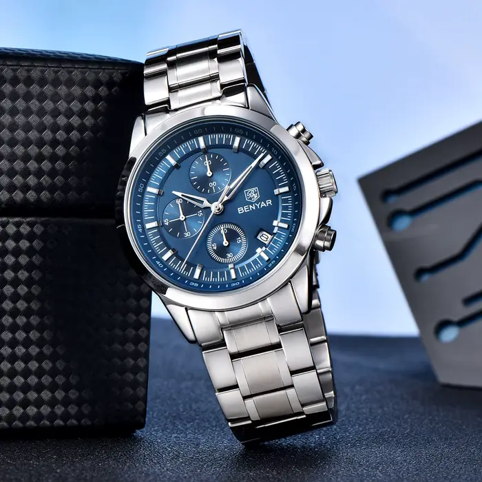 2025 nouveau BENYAR homme montre haut de gamme de luxe chronographe montres à Quartz hommes en cuir 5Bar étanche