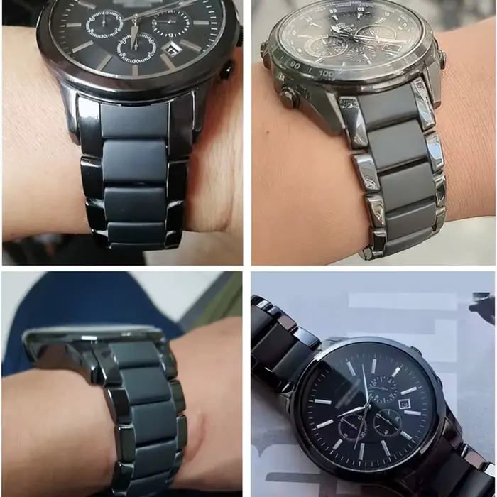 Bracelet de montre en céramique conviviale rée noire pour Ar-mani