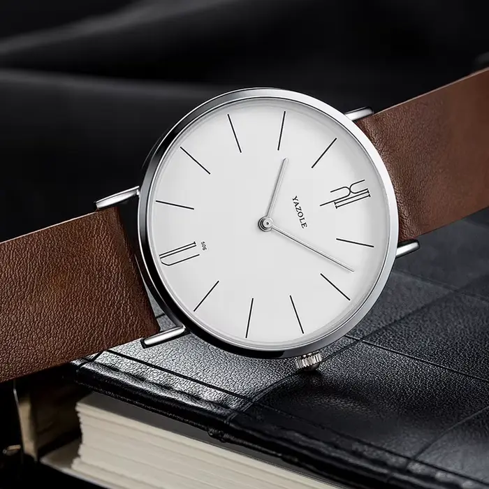 YAZOLE Top marque de luxe hommes montre en cuir Quartz montres