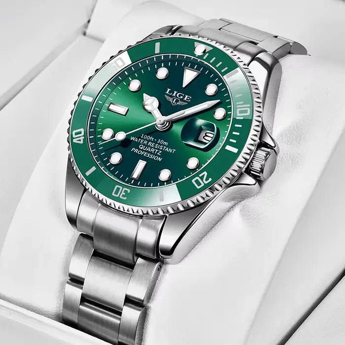LIGE montre de plongée hommes mode affaires 3ATM étanche lumineux Quartz montres pour hommes Sports