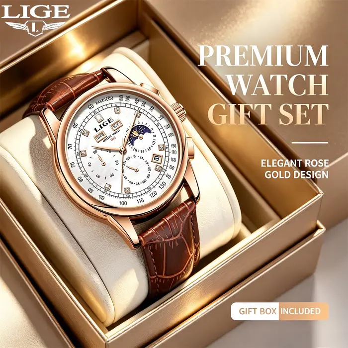 Montre chronographe LIGE pour homme, montre de marque haut de gamme, montres décontractées à la mode, montres sportives militaires, montres à quartz en cuir, montre pour homme d'affaires, résistante à l'eau, avec fonction date automatique, calendrier complet et luminose