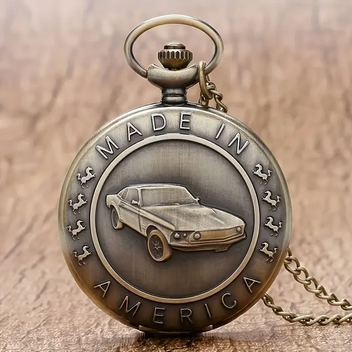 Montre de poche pour voiture Mustang en bronze – Cadeau d'anniversaire parfait pour les adolescents