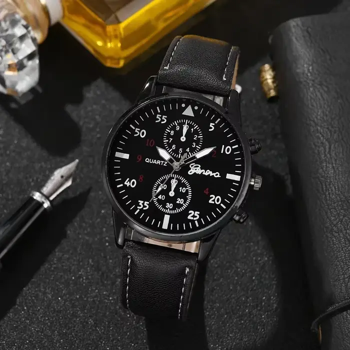 Reloj zones bre-Montre-bracelet à quartz en cuir pour homme d'affaires