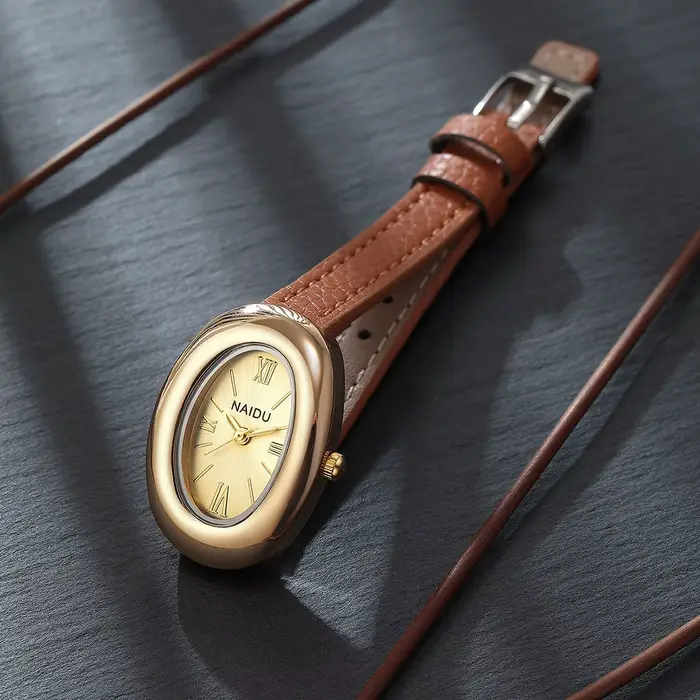 Montre à bracelet en cuir rétro artistique